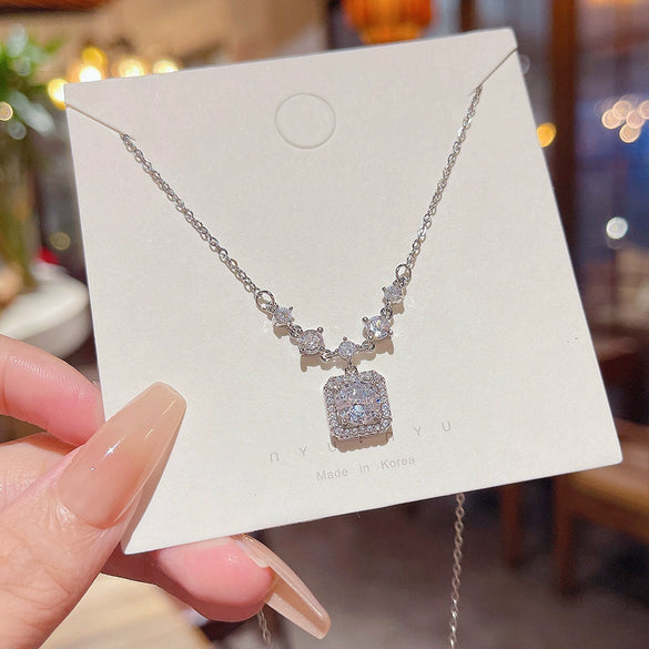 Necklace Copper Mixed Gemstone Geometric Zirconia Women's