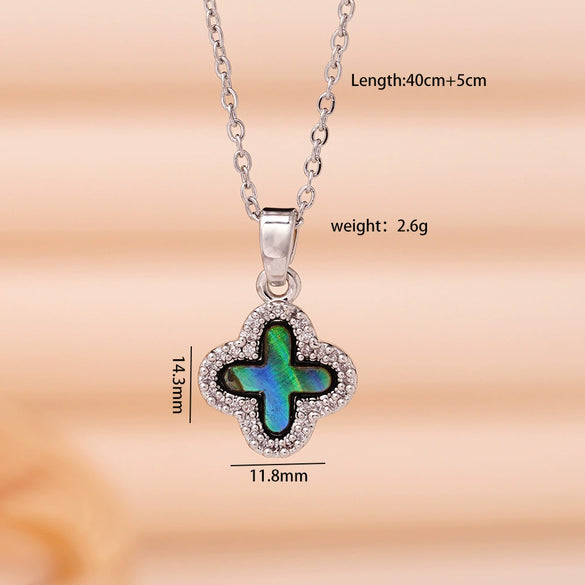 Necklace Copper Mixed Gemstone Inlay Geometric Four Leaf Clover Electroplating For Women