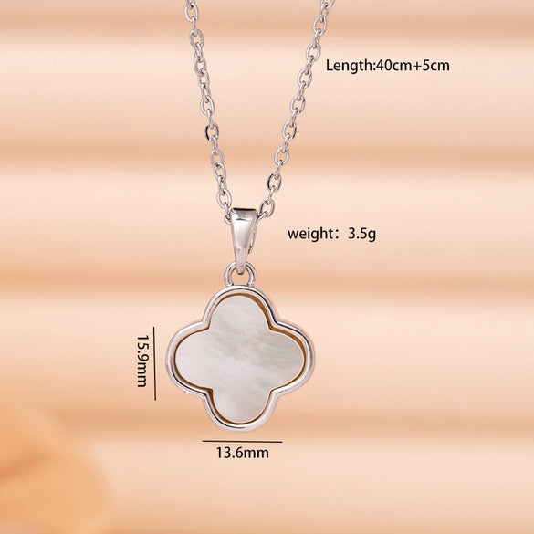 Necklace Copper Mixed Gemstone Inlay Geometric Four Leaf Clover Electroplating For Women