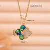 Necklace Copper Mixed Gemstone Inlay Geometric Four Leaf Clover Electroplating For Women