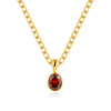 Necklace Copper Mixed Gemstone Inlay Geometric Vintage Oval Crystal Pendant Cuban Chain Women