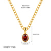 Necklace Copper Mixed Gemstone Inlay Geometric Vintage Oval Crystal Pendant Cuban Chain Women