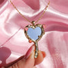 Necklace Copper Mixed Gemstone Inlay Heart Shape Diamond Style
