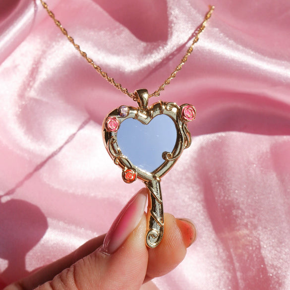 Necklace Copper Mixed Gemstone Inlay Heart Shape Diamond Style