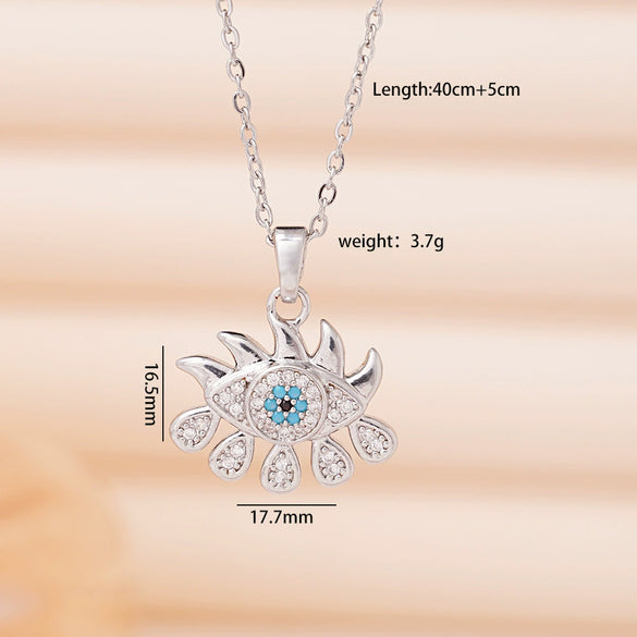 Necklace Copper Mixed Gemstone Inlay Heart Shape Electroplating Light Luxury Style For Women