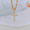 Necklace Copper Mixed Gemstone Inlay Hiphop Style Twist Chain Cross Pendant