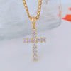 Necklace Copper Mixed Gemstone Inlay Hiphop Style Twist Chain Cross Pendant