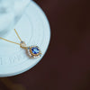 Necklace Copper Mixed Gemstone Inlay Zirconia Oval Imitation Sapphire Pendant Light Luxury Geometric Style