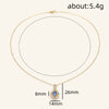 Necklace Copper Mixed Gemstone Inlay Zirconia Oval Imitation Sapphire Pendant Light Luxury Geometric Style