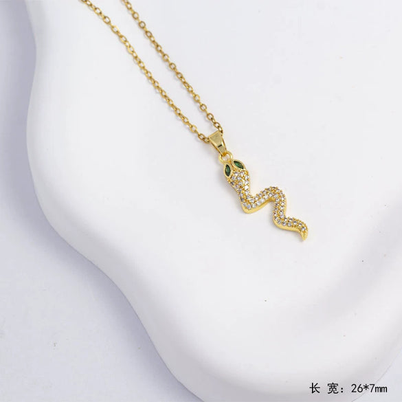 Necklace Copper Mixed Gemstone Setting Animal Zodiac Electroplating O Word Chain Jewelry For Women