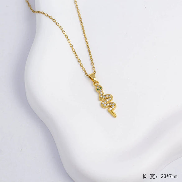 Necklace Copper Mixed Gemstone Setting Animal Zodiac Electroplating O Word Chain Jewelry For Women