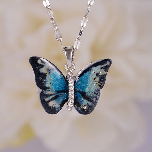 Necklace Copper Mixed Gemstone Setting Electroplating Animal Insect Butterfly Jewelry For Women