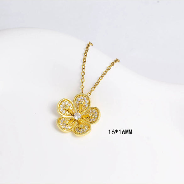 Necklace Copper Mixed Gemstone Setting Electroplating Simple Fashion Pendant O Word Chain Jewelry For Women