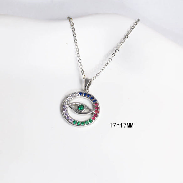 Necklace Copper Mixed Gemstone Setting Electroplating Simple Fashion Pendant O Word Chain Jewelry For Women