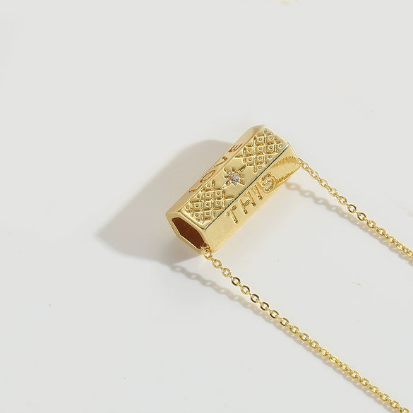 Necklace Copper Mixed Gemstone Setting Geometric Electroplating Simple Style For Women