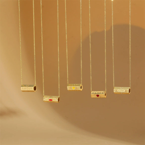 Necklace Copper Mixed Gemstone Setting Geometric Electroplating Simple Style For Women