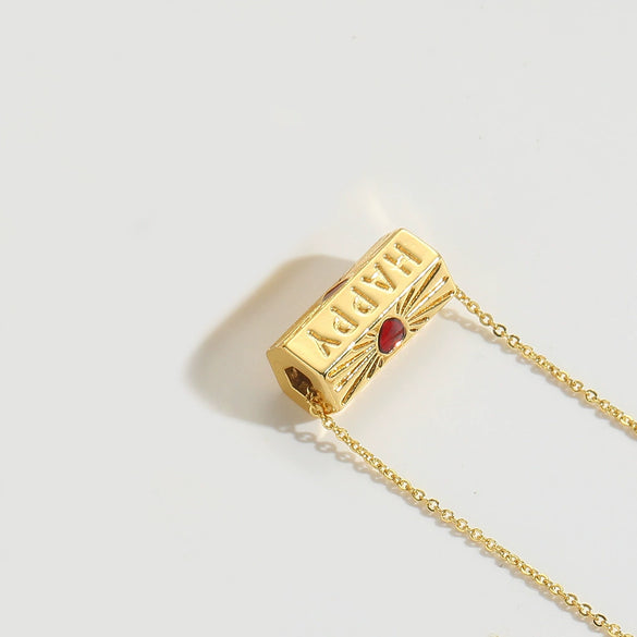 Necklace Copper Mixed Gemstone Setting Geometric Electroplating Simple Style For Women
