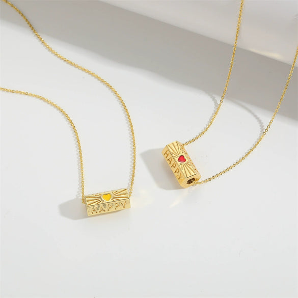 Necklace Copper Mixed Gemstone Setting Geometric Electroplating Simple Style For Women