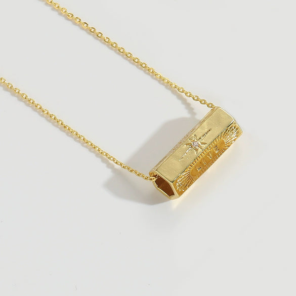 Necklace Copper Mixed Gemstone Setting Geometric Electroplating Simple Style For Women