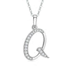 Necklace Copper Mixed Gemstone Setting Geometric Letters Style Zirconia