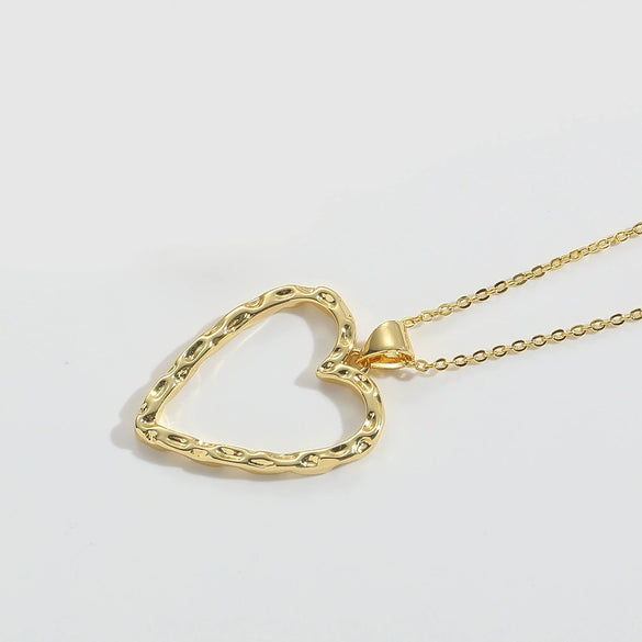 Necklace Copper Mixed Gemstone Setting Heart Shape Electroplating Women New Minimalism Exquisite Creative