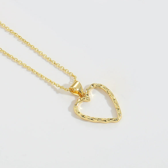 Necklace Copper Mixed Gemstone Setting Heart Shape Electroplating Women New Minimalism Exquisite Creative