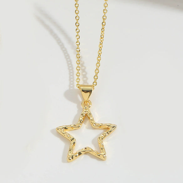 Necklace Copper Mixed Gemstone Setting Heart Shape Electroplating Women New Minimalism Exquisite Creative