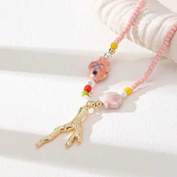 Necklace Copper Natural Baroque Pearl Animal Zodiac Electroplating Multipendant Minimalist Style
