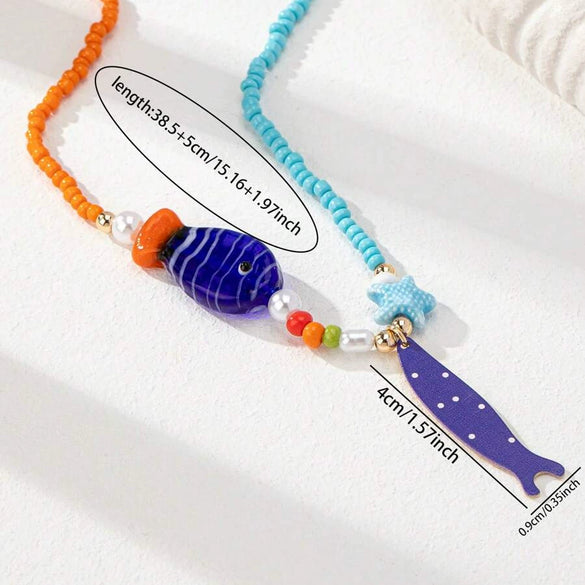 Necklace Copper Natural Baroque Pearl Animal Zodiac Electroplating Multipendant Minimalist Style