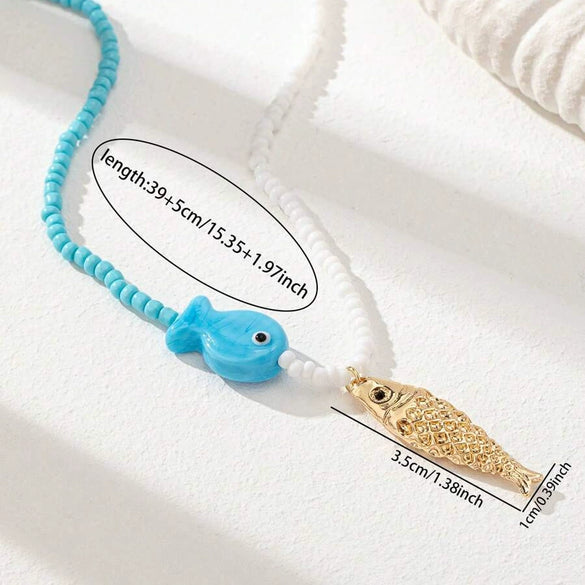 Necklace Copper Natural Baroque Pearl Animal Zodiac Electroplating Multipendant Minimalist Style