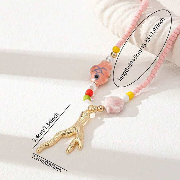 Necklace Copper Natural Baroque Pearl Animal Zodiac Electroplating Multipendant Minimalist Style