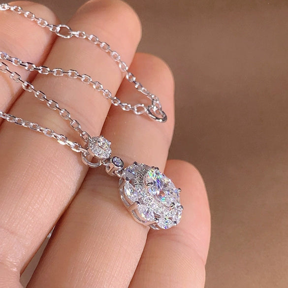 Necklace Copper Ochain Mixed Gem Inlay Horse Eye Zircon Pendant Geometric