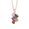 Necklace Copper Ochain Simple Natural Style Rose Gold Colorful Water Drop Design Zircon