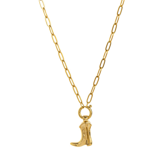 Necklace Copper Pendant Fivepointed Star Cowboy Hat Boots Zircon Gold Electroplating