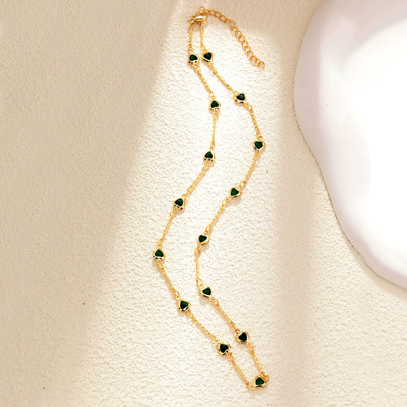 Necklace Copper Plated Artificial Crystal Heart Shape Geometric Sweet Style Electroplating For Women