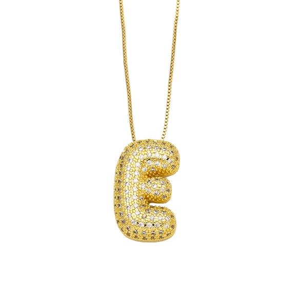 Necklace Copper Plated 18K Gold With Letter Pattern Box Chain Minimalist Style