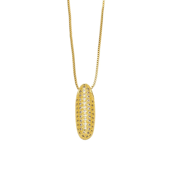 Necklace Copper Plated 18K Gold With Letter Pattern Box Chain Minimalist Style