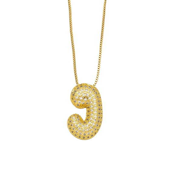 Necklace Copper Plated 18K Gold With Letter Pattern Box Chain Minimalist Style