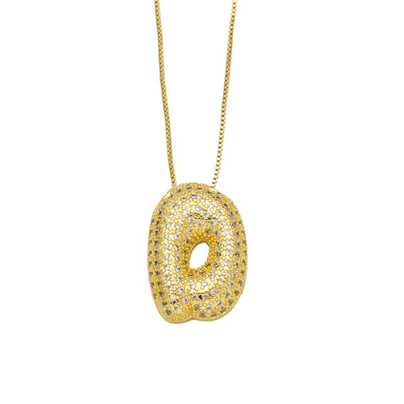 Necklace Copper Plated 18K Gold With Letter Pattern Box Chain Minimalist Style
