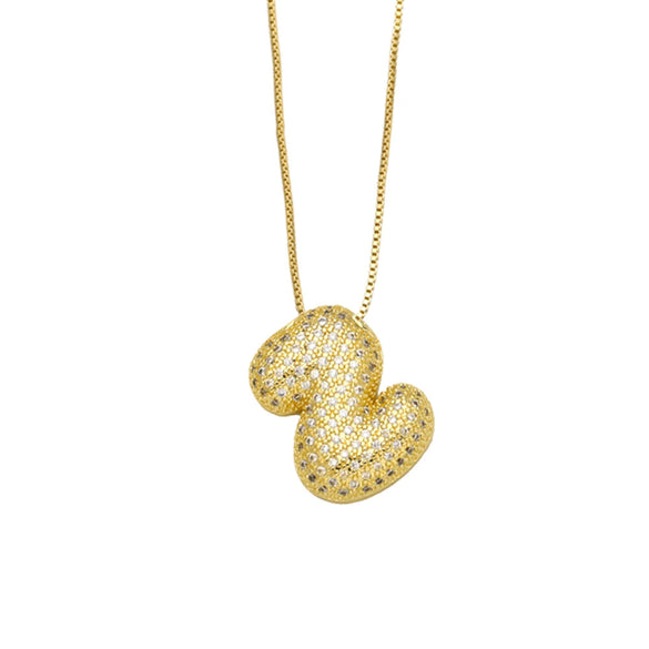 Necklace Copper Plated 18K Gold With Letter Pattern Box Chain Minimalist Style