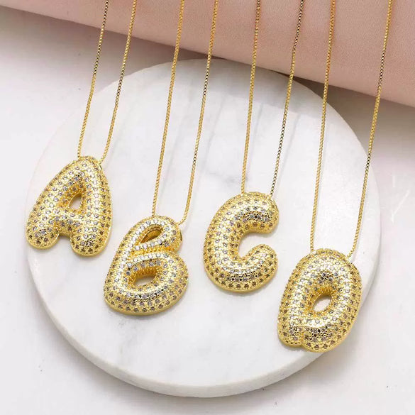 Necklace Copper Plated 18K Gold With Letter Pattern Box Chain Minimalist Style