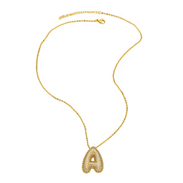 Necklace Copper Plated 18K Gold With Letter Pattern Box Chain Minimalist Style