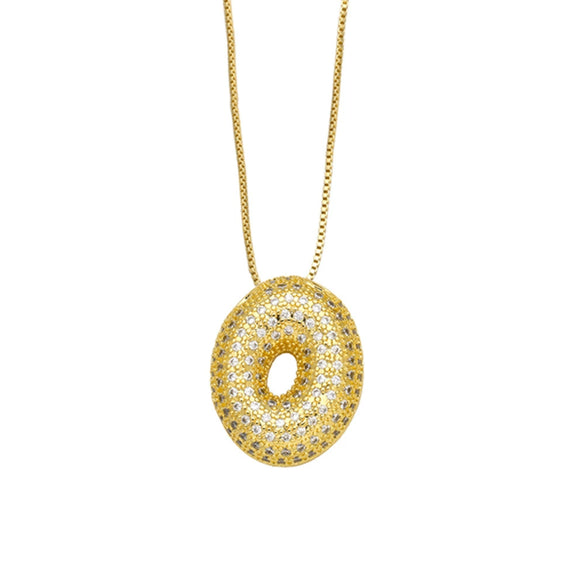 Necklace Copper Plated 18K Gold With Letter Pattern Box Chain Minimalist Style