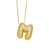 Necklace Copper Plated 18K Gold With Letter Pattern Box Chain Minimalist Style