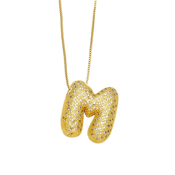 Necklace Copper Plated 18K Gold With Letter Pattern Box Chain Minimalist Style