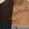 Necklace Copper Plated Real Gold Micro Inlaid Zircon Geometric Balloon Letter Pendant Simple Style