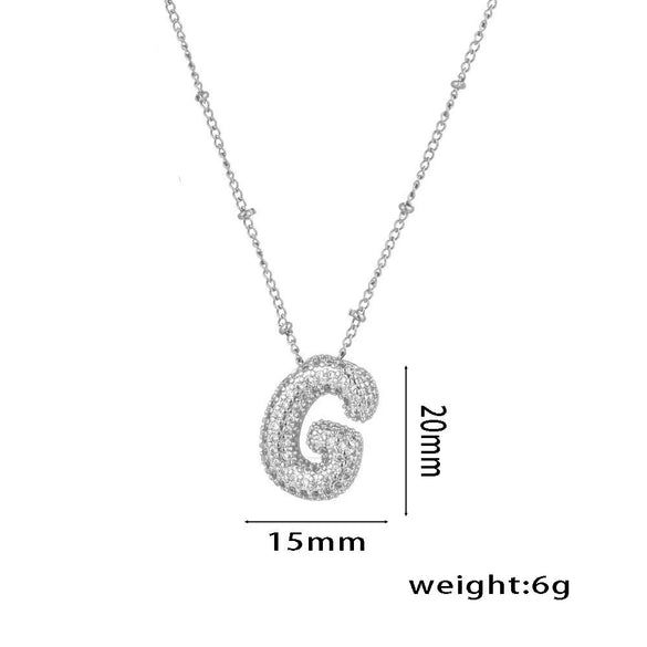 Necklace Copper Plated Real Gold Micro Inlaid Zircon Geometric Balloon Letter Pendant Simple Style