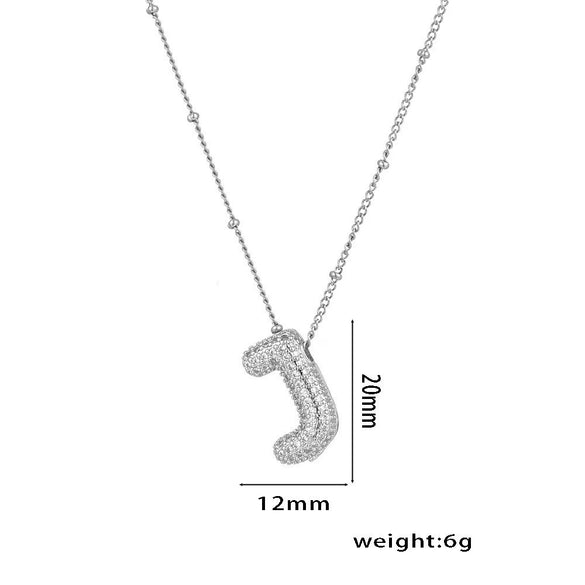 Necklace Copper Plated Real Gold Micro Inlaid Zircon Geometric Balloon Letter Pendant Simple Style