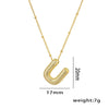 Necklace Copper Plated Real Gold Micro Inlaid Zircon Geometric Balloon Letter Pendant Simple Style