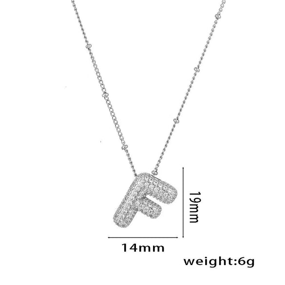 Necklace Copper Plated Real Gold Micro Inlaid Zircon Geometric Balloon Letter Pendant Simple Style